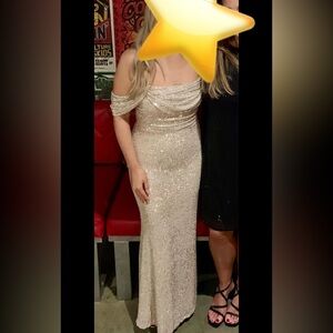 Hello Molly Daphne Maxi Sequin Dress Beige